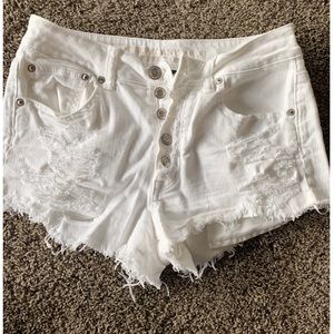 AEO White Stretch High Rise Festival Shorts